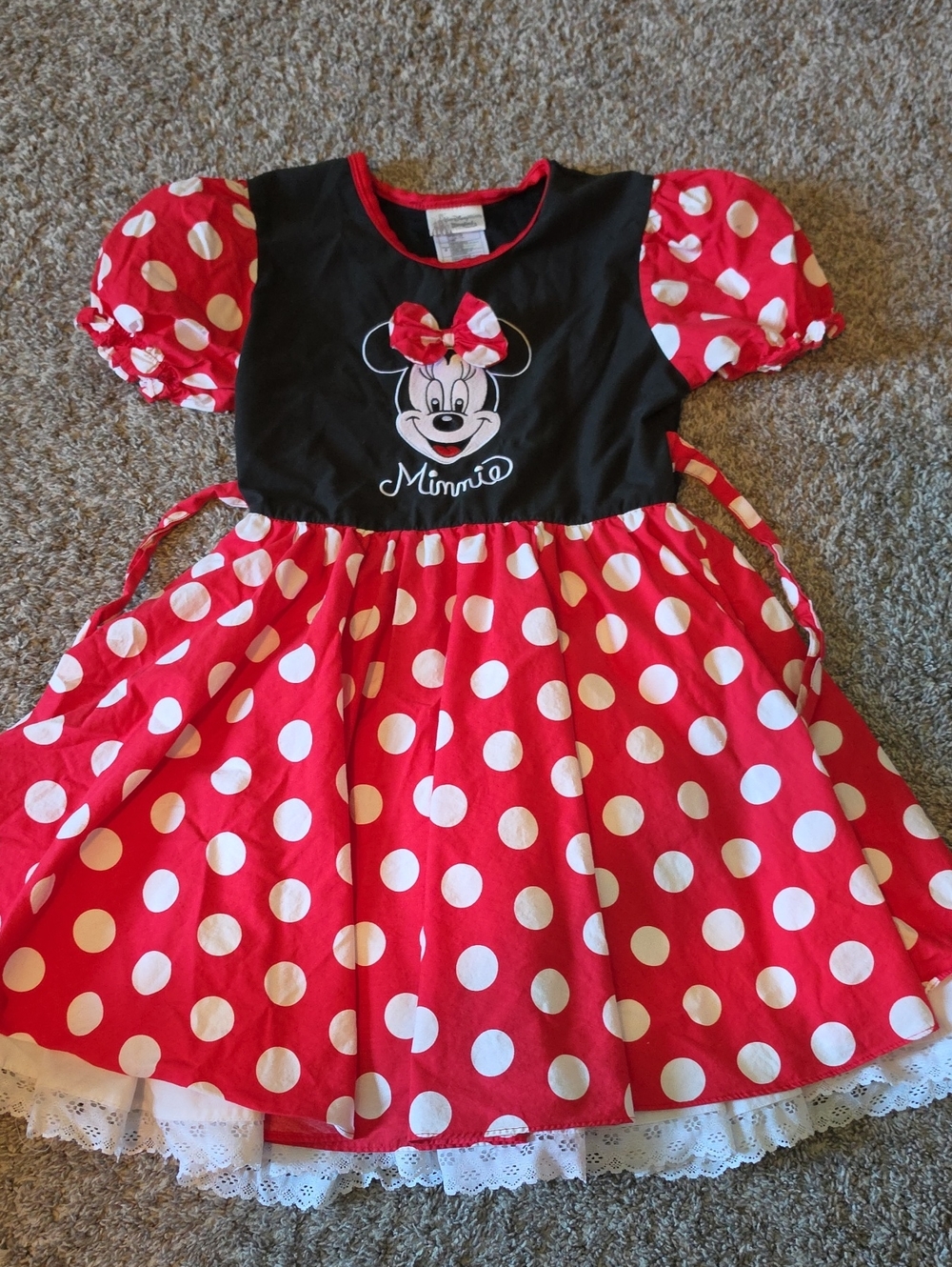 STUNNING VINTAGE Disney Minnie Mouse Red and White Polka Dot Dress